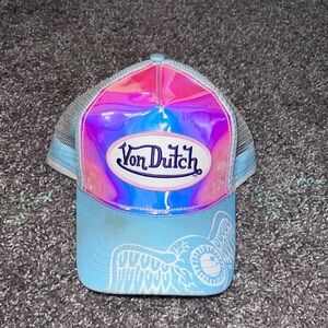 Women’s Metallic multi rainbow Von Dutch Trucker Hat